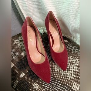 COACH Skyler Velvet Pump Women Size 10 Burgundy Velvet Slip On Stiletto Heels